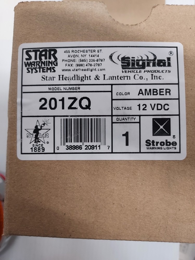 Star Headlight & Lantern Co Amber Strobe Light 201zq 12vdc