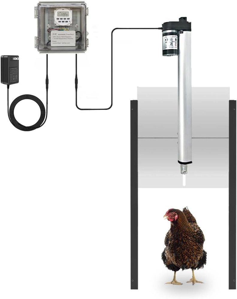 JVR Automatic Chicken Coop Door Opener with Timer, Programmable, Aluminum Coops