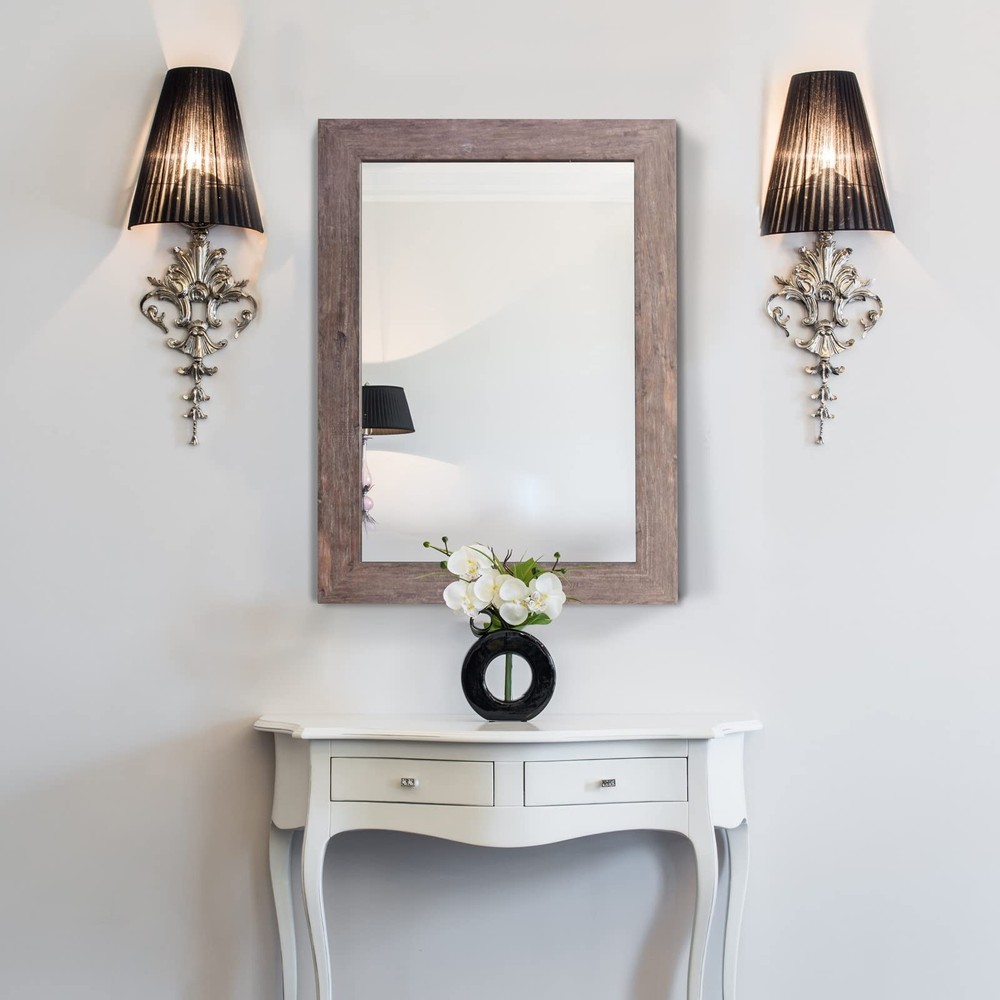 Rectangular Mirror with Frame Rustic 20x28‘’ Wall Mounted Rustic Vanity Mirro...