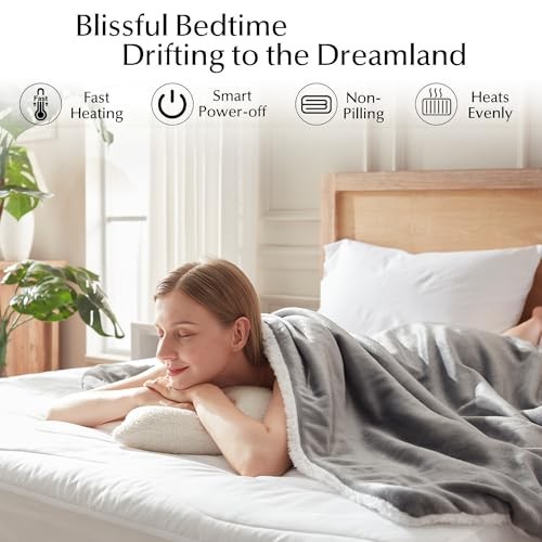 Electric Heated Blanket King Size with Dual King Size 100"x90" London Grey