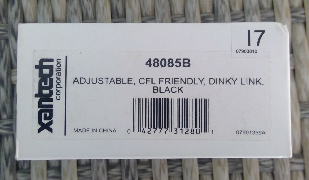 XANTECH 48085B ADJUSTABLE CFL FRIENDLY, DINKY LINK, BLACK