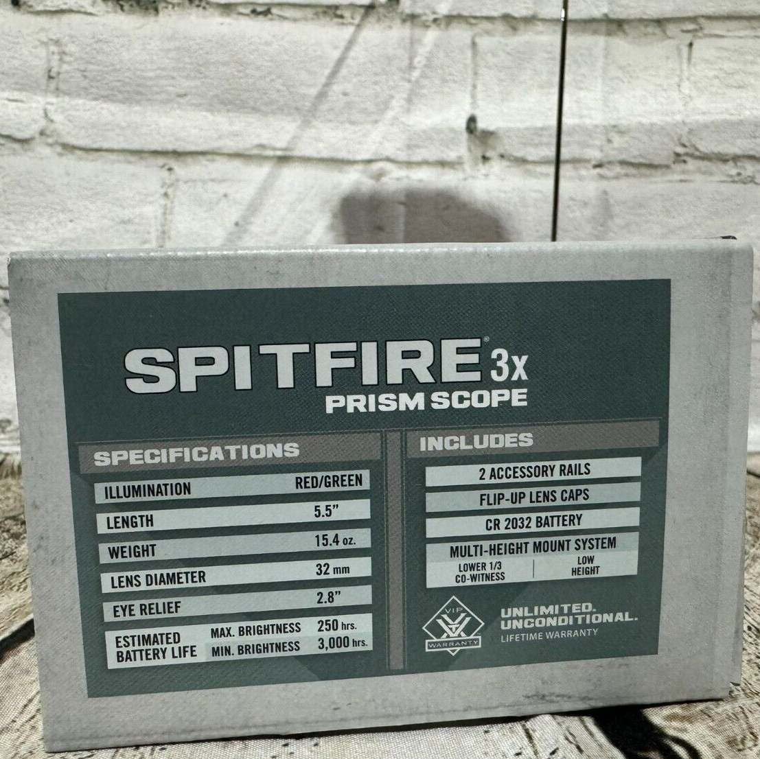 Vortex Spitfire 3X Prism Scope SPR-1303 Red/Green EBR-556B MOA Reticle Brand New
