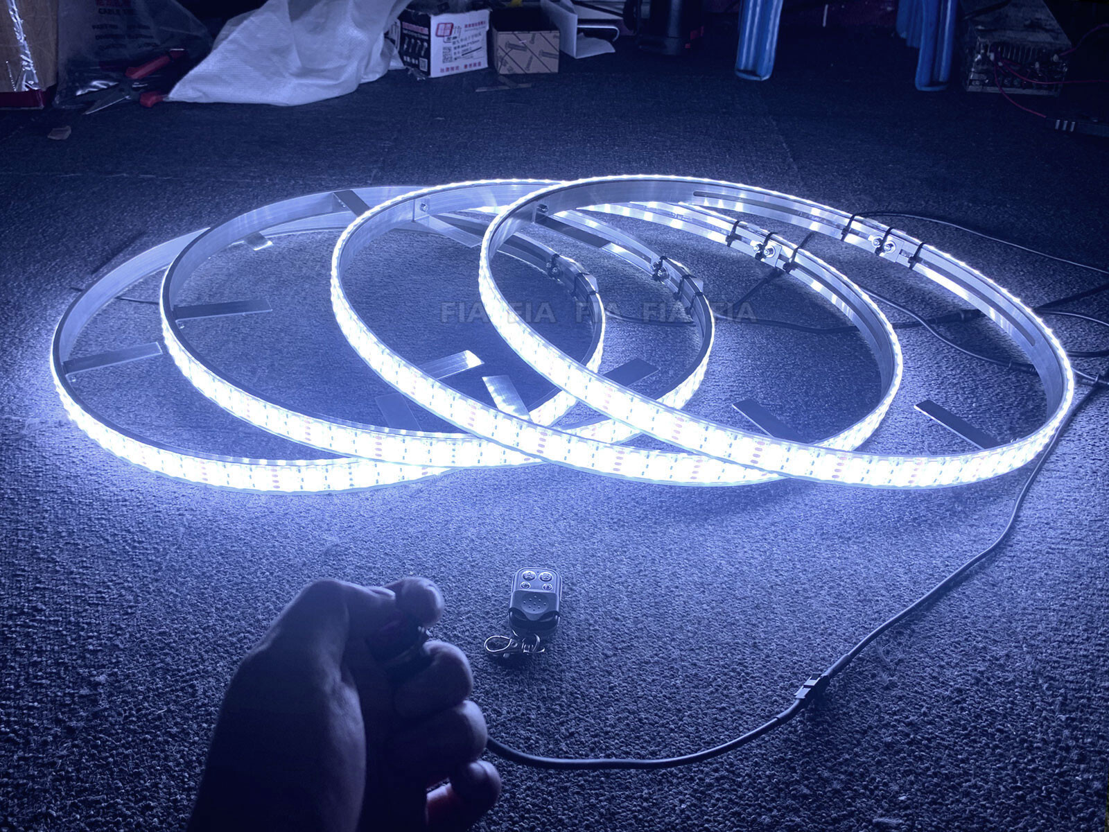 17.5'' Strobe White Yellow Triple Row LED Truck Wheel Ring Lights Button Control