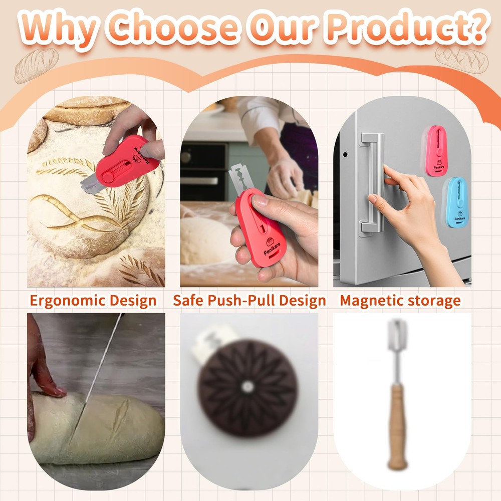 2PCS Upgraded Magnetic Sourdough Scoring Tool & Versatile Bread Scoring Tool-...