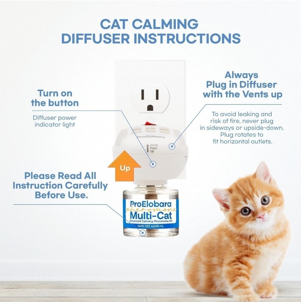 ProElobara Multi-Cat Pheromone Formula Diffuser Kit for Cat Calming...2 refills