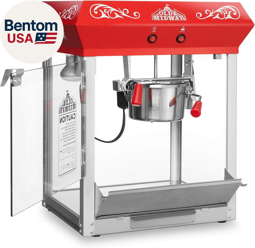 Bar Style Popcorn Machine, 4-Ounce Popcorn Maker Popper, Red