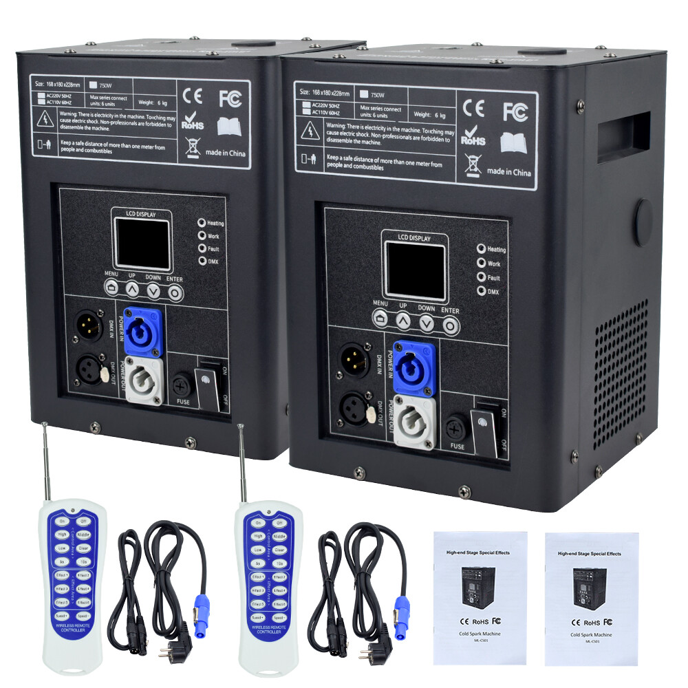 2PCS Cold Spark Machine 750W Stage Effect DMX Firework DJ Event Party Wedding