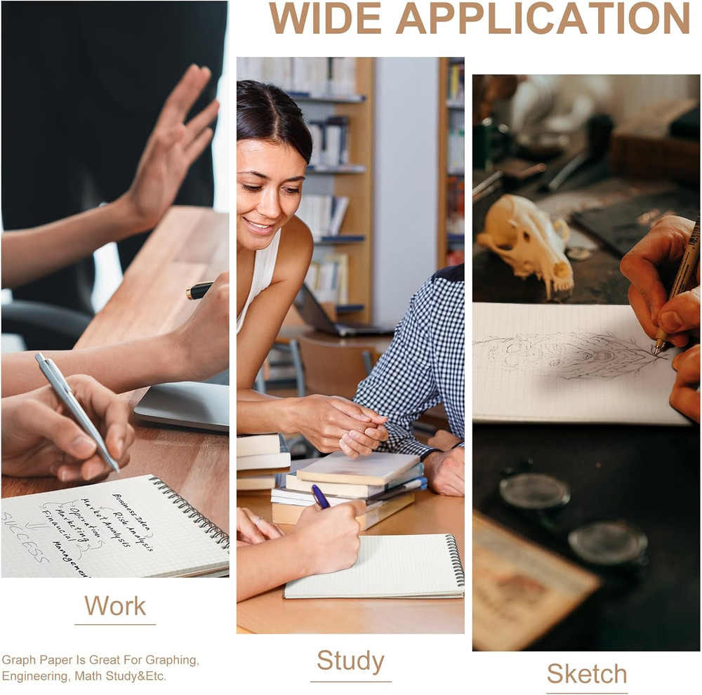 1 Pack Graph Paper Spiral Notepad A5 Top Wirebound Notepad Grid Notebook Steno P