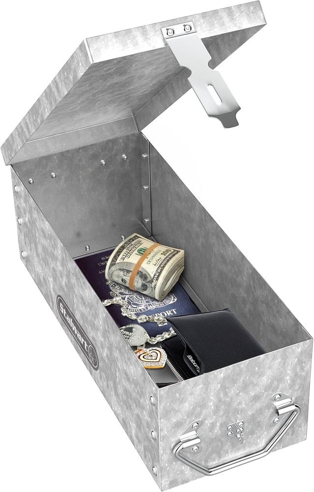 2Pack Lock Box W/ Folding Handle Durable Metal Storage Chest Stackable Portable