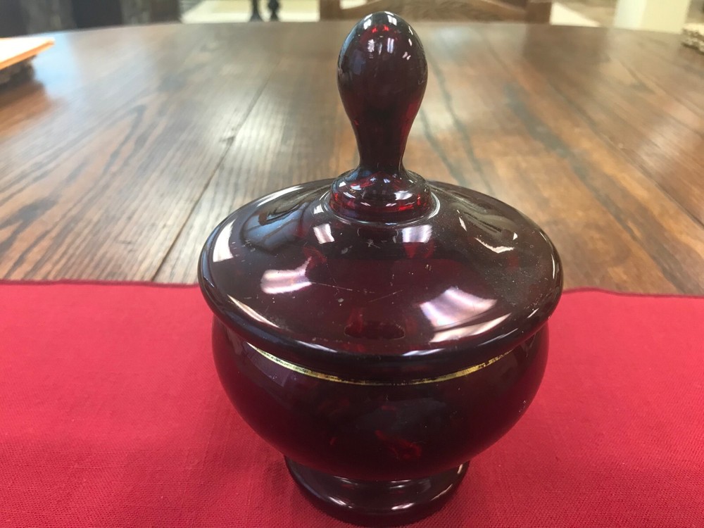 Antique Red Ruby Container with Lid