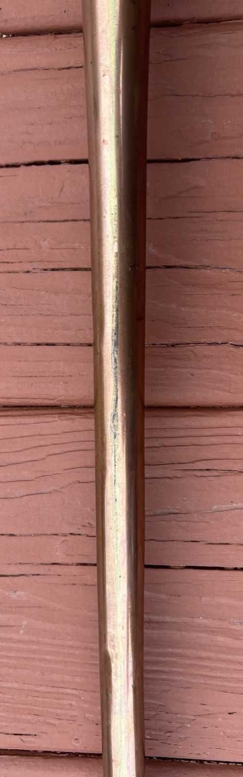 Signed George Potter Copper Brass Silver Long Fox Hunting Horn Wicker Sheath