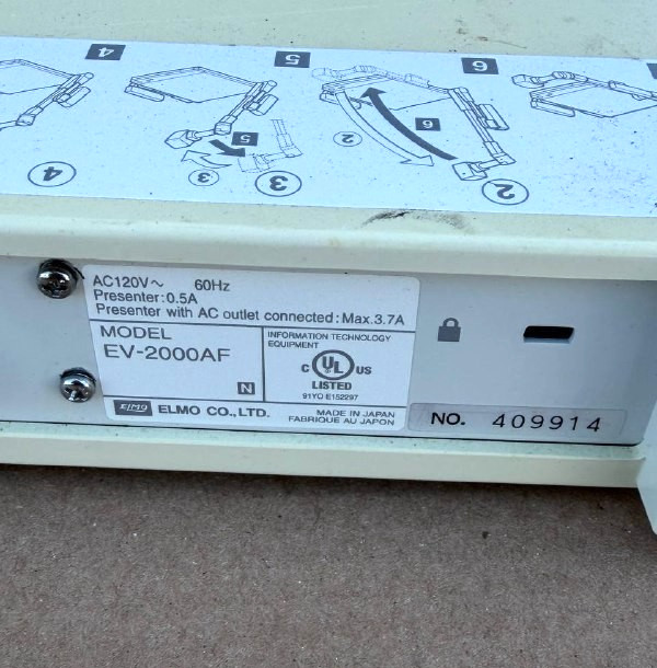 ELMO EV-2000AF VISUAL PRESENTER, Document Camera