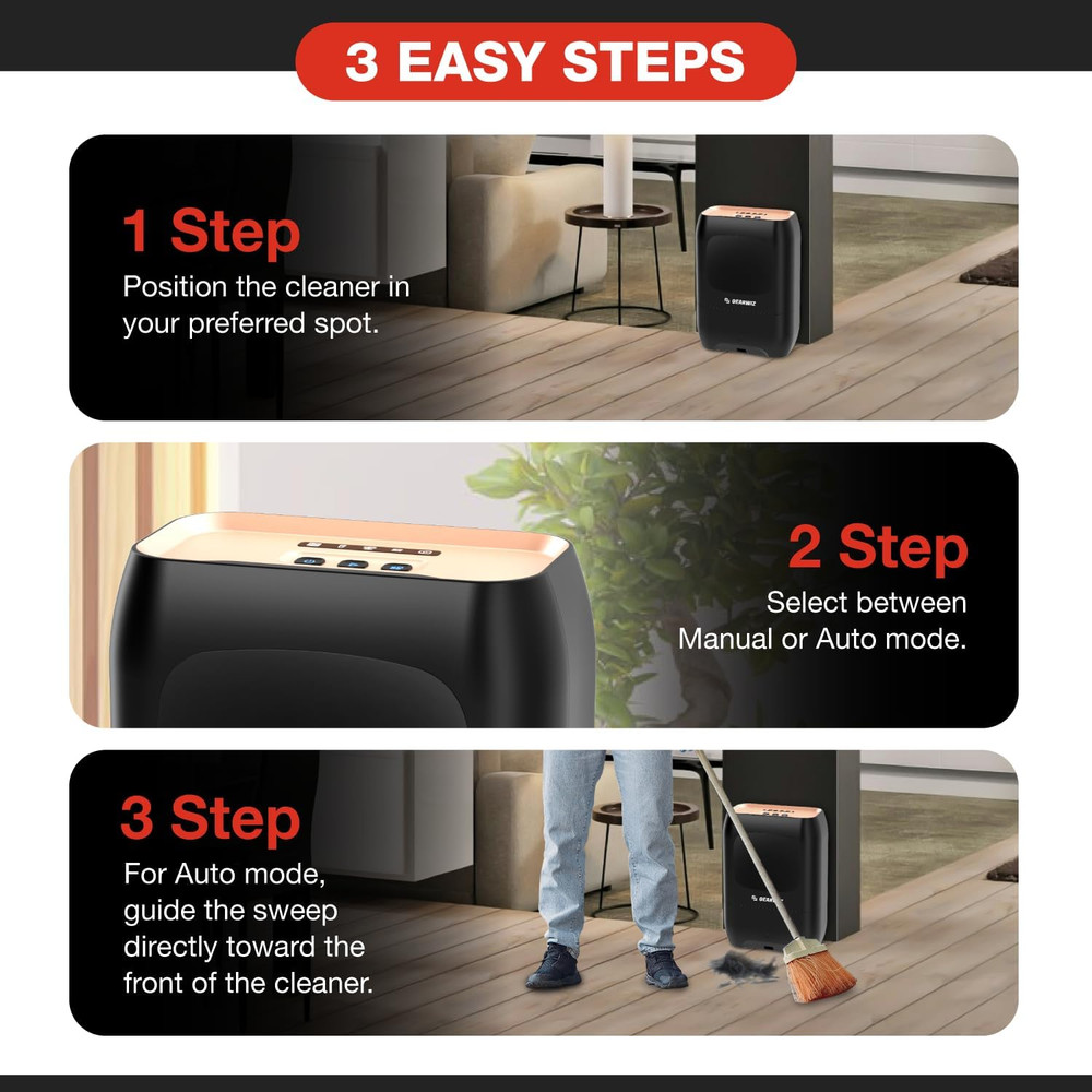 Touchless Automatic Electric Vacuum Dustpan with Nozzle Attachment – Hands-Free,