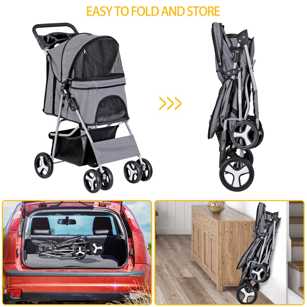 Pet Stroller for Medium Small Dogs Foldable 4 Wheels Dog Strollers Lightweight