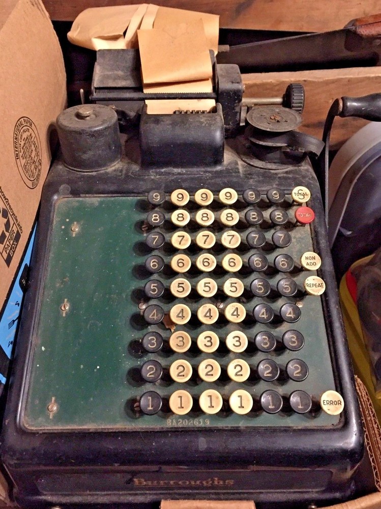 Vintage Burroughs 6 Column Adding Machine
