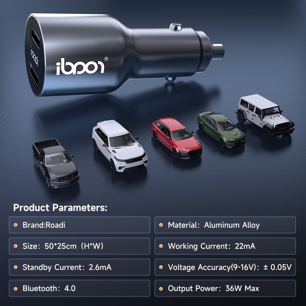 IC1-AA Car Cigarette Lighter Socket Splitter Dual USB Charger Adapter Bluetooth