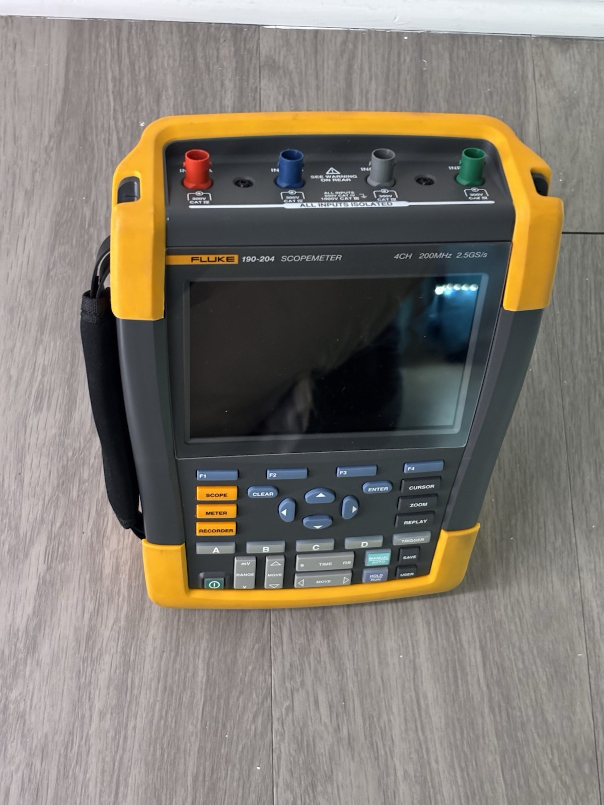 Fluke 190-204 Scopemeter 4CH 200MHz 2.5GS/s w/ Probes & Case