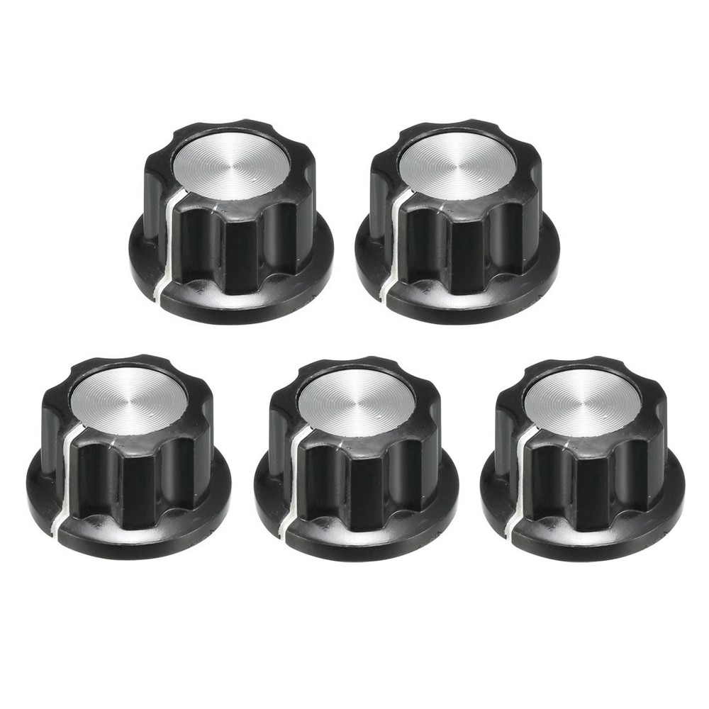 5Pcs 19.5x11mm Silver Tone Top Potentiometer Volume Control Rotary Knobs