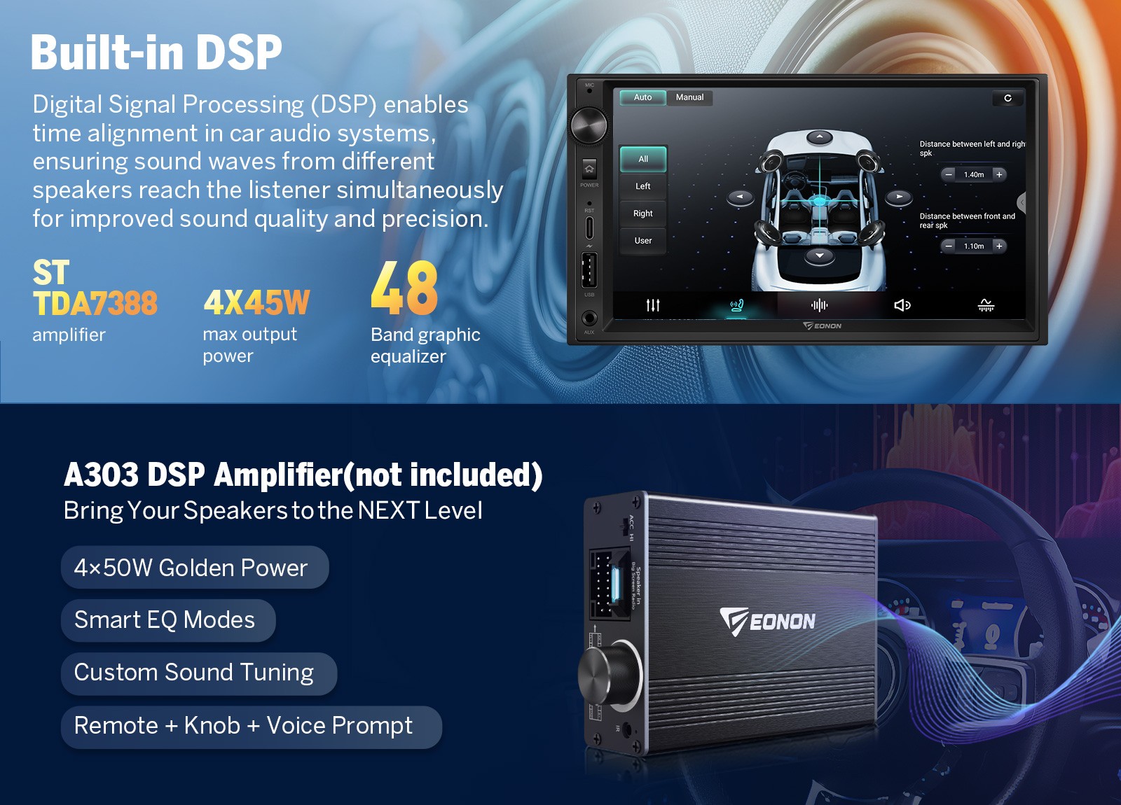 Eonon UX7A GPS Navigation 7" Android 14 4+64 Double DIN Car Stereo CarPlay Radio