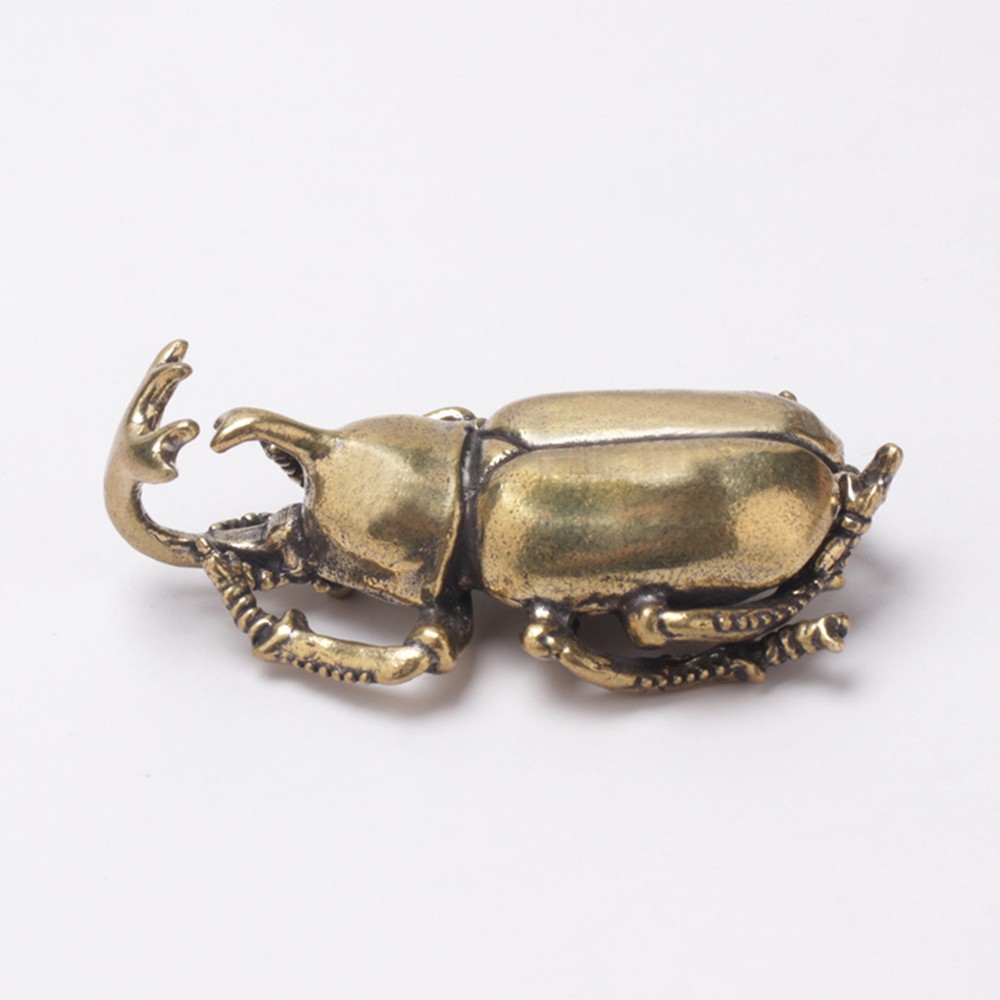 3 IN 1 Solid Brass Beetle Ornaments Simulation Insects Figurines Miniatures Bugs
