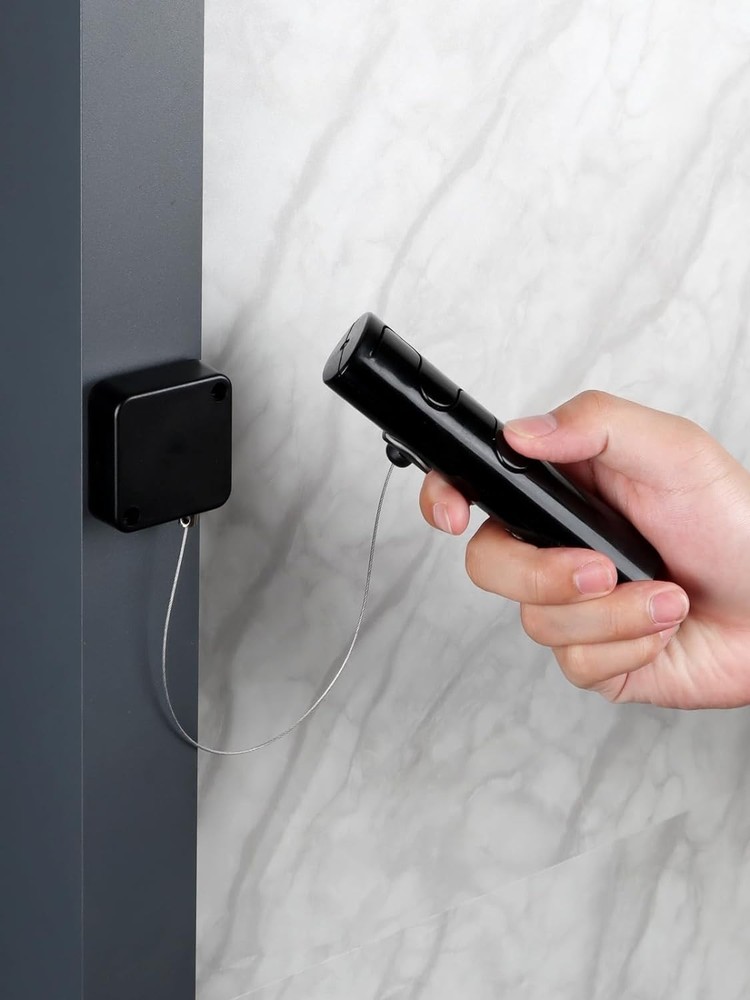 EKZ 6.5 ft Retractable Remote Control Cable Tether Lock with 2 Pcs, Black