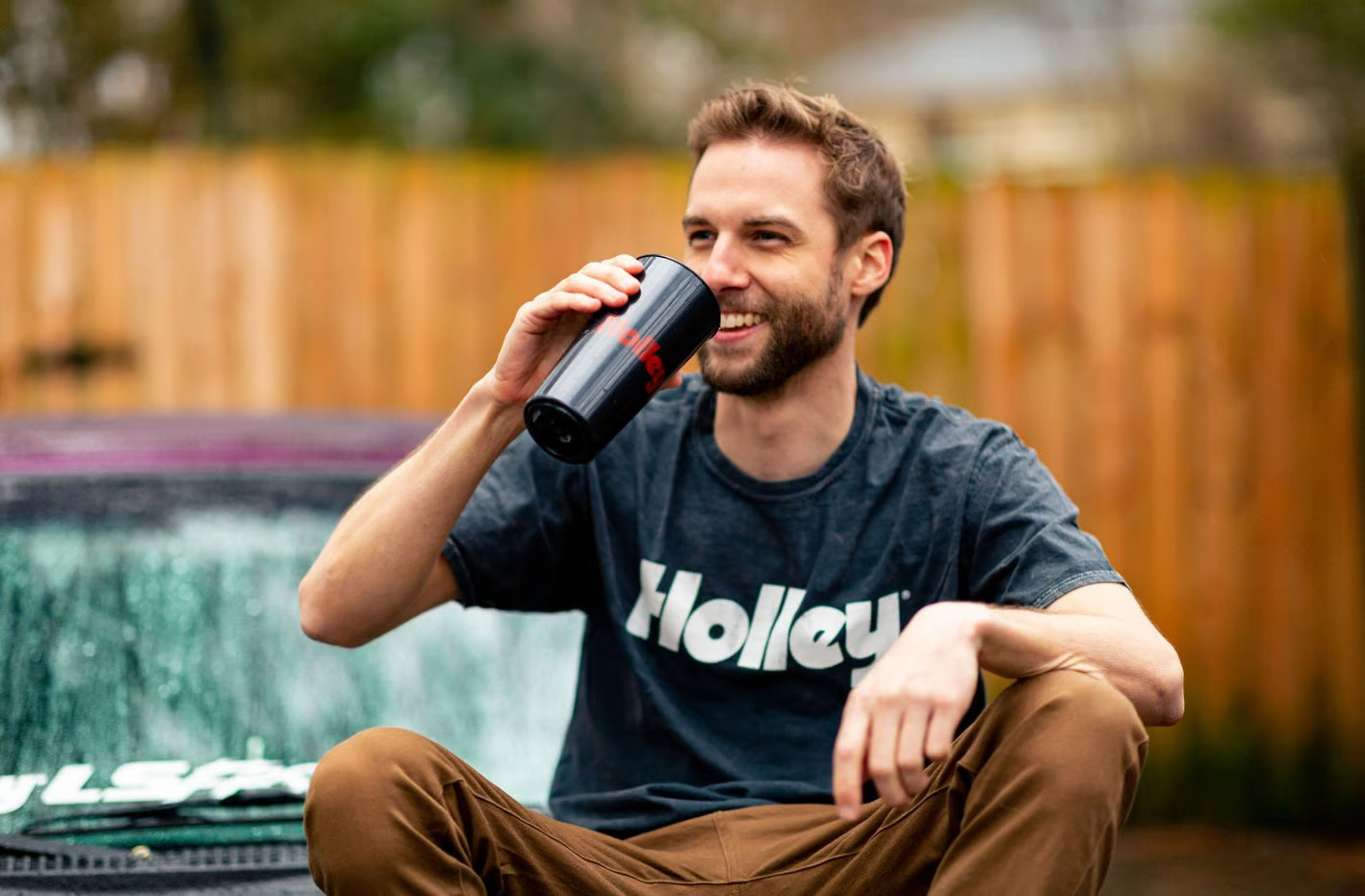 Holley 36-587 Insulated Travel Coffee Tumbler - 18 ounce - Black - Each