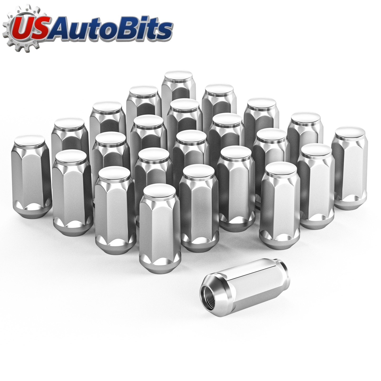 24pc Lug Nut Set 1.75" Long Bulge Acorn 14x2 Chrome Wheel Nuts 2004-2014 F150