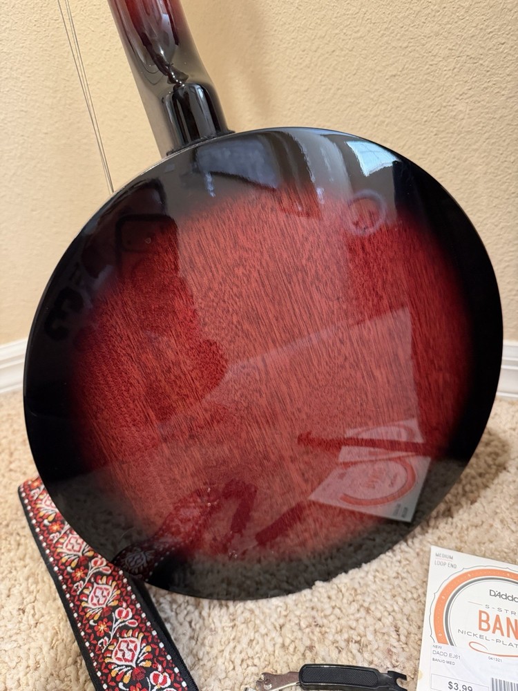 Mitchell MBJ200 Mahogany 5 String Banjo + Crossrock Bag + Strings Bundle READ