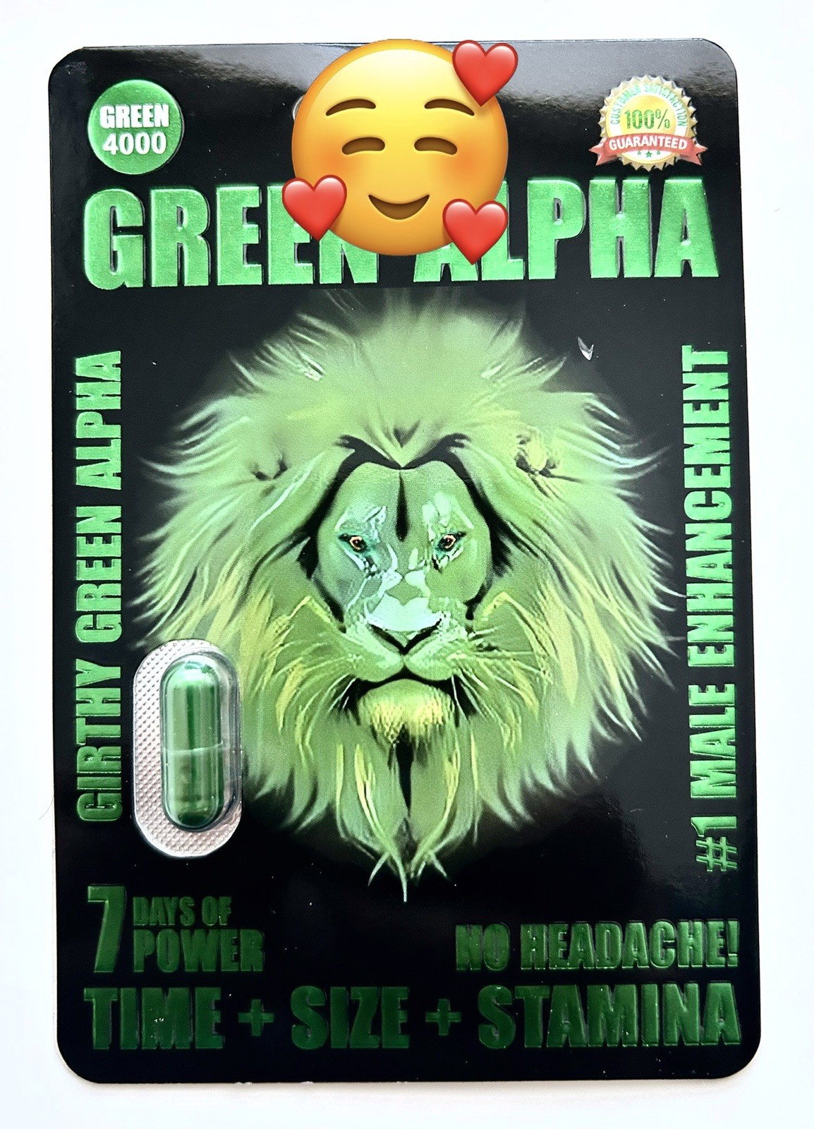 Green Alpha 4000 Mens Sex Enhancer Pills, 5 Packs + Free Samples
