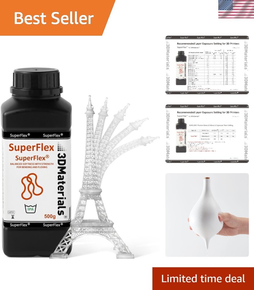 High-Performance Superflex 3D Resin - 80A Softness, Clear, Optimized for Speed
