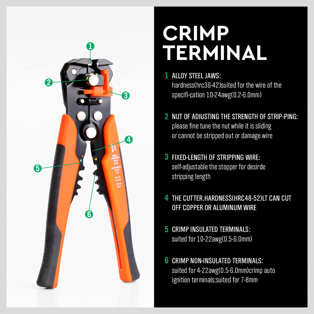 8" MultiPurpose Electrical Wire Stripping Tool Crimper Pliers Insulated Cutter