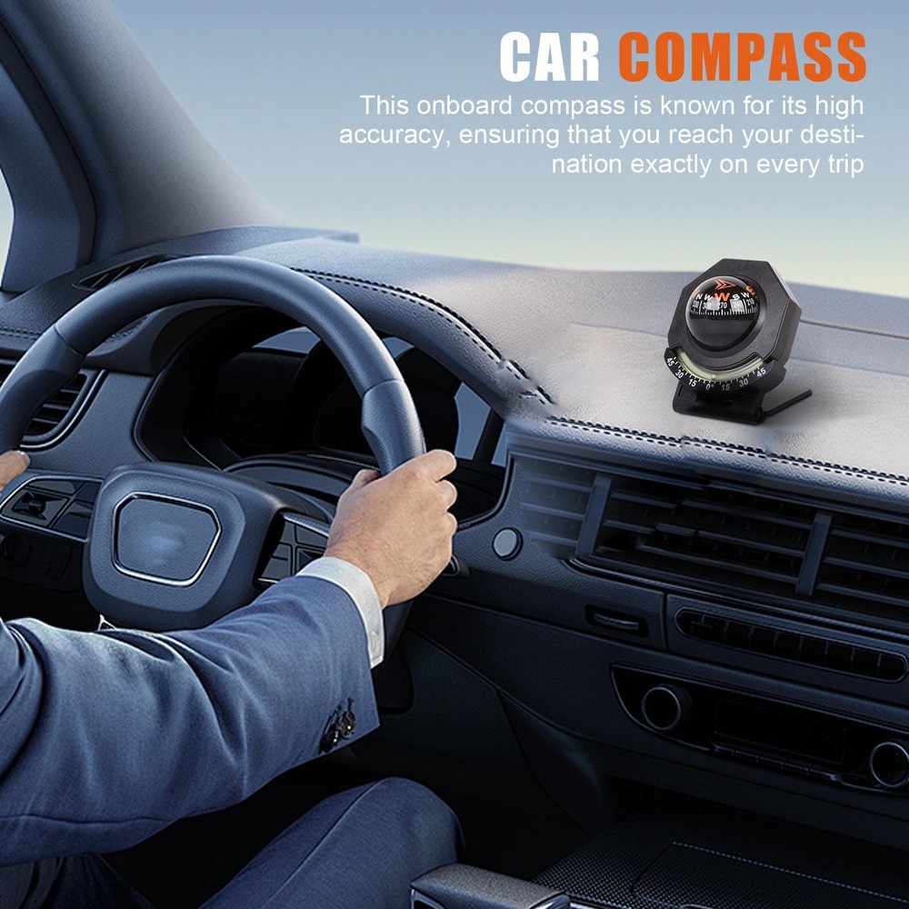 Car Dashboard Compass 180° Adjustable High Precision Foldable Spherical Compass