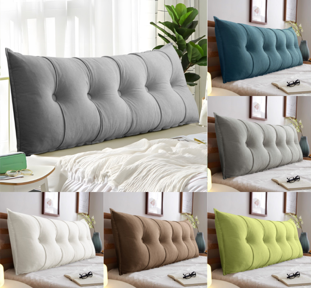 Chenille Headboard Wedge Pillow w/ Button Design Neck Back Support Bed Cushion