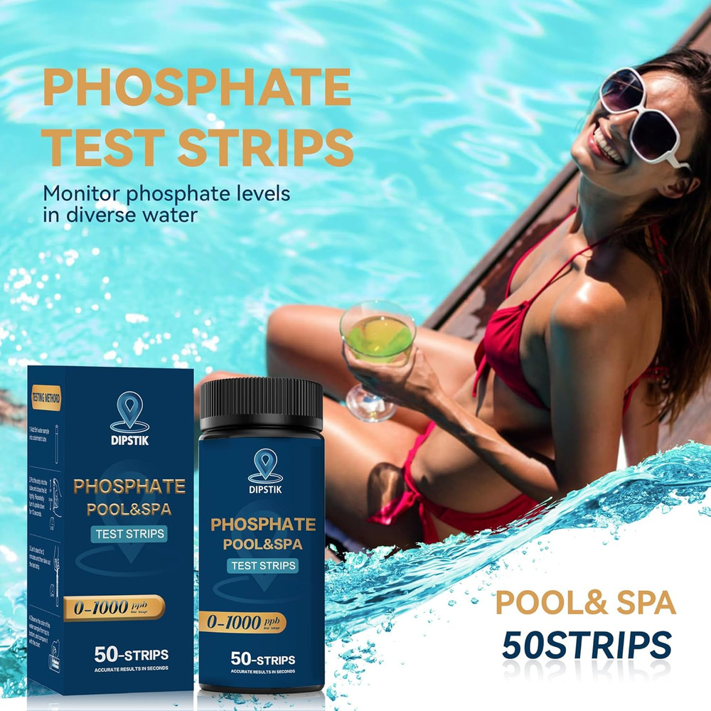 50-Pack Phosphate Test Strips for Pool Spa Hot Tub Quick Accurate Water Testing