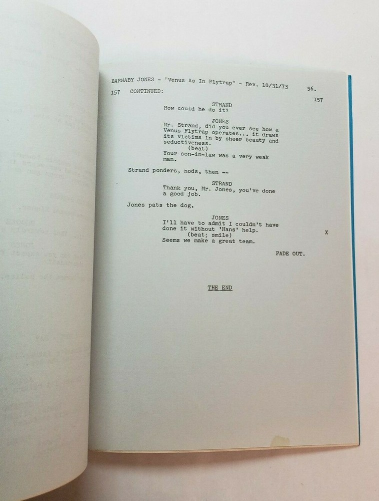 BARNABY JONES / Robert Heverly 1973 TV Script, Jack Ging "Venus as in Flytrap"