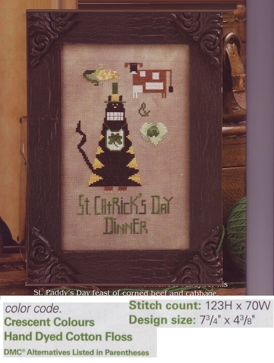 ST. CATRICK'S DAY DINNER CROSS STITCH PATTERN ONLY   YD  WYU