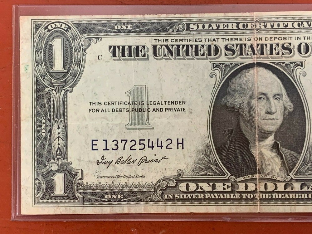 1935-E $1 ONE DOLLAR SILVER CERTIFICATE “MISALIGNMENT PRINTING ERROR” 