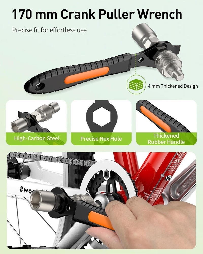 Upgraded Bicycle Crank Puller Set Mixed Size Maintenance Repair Tool Kit Set