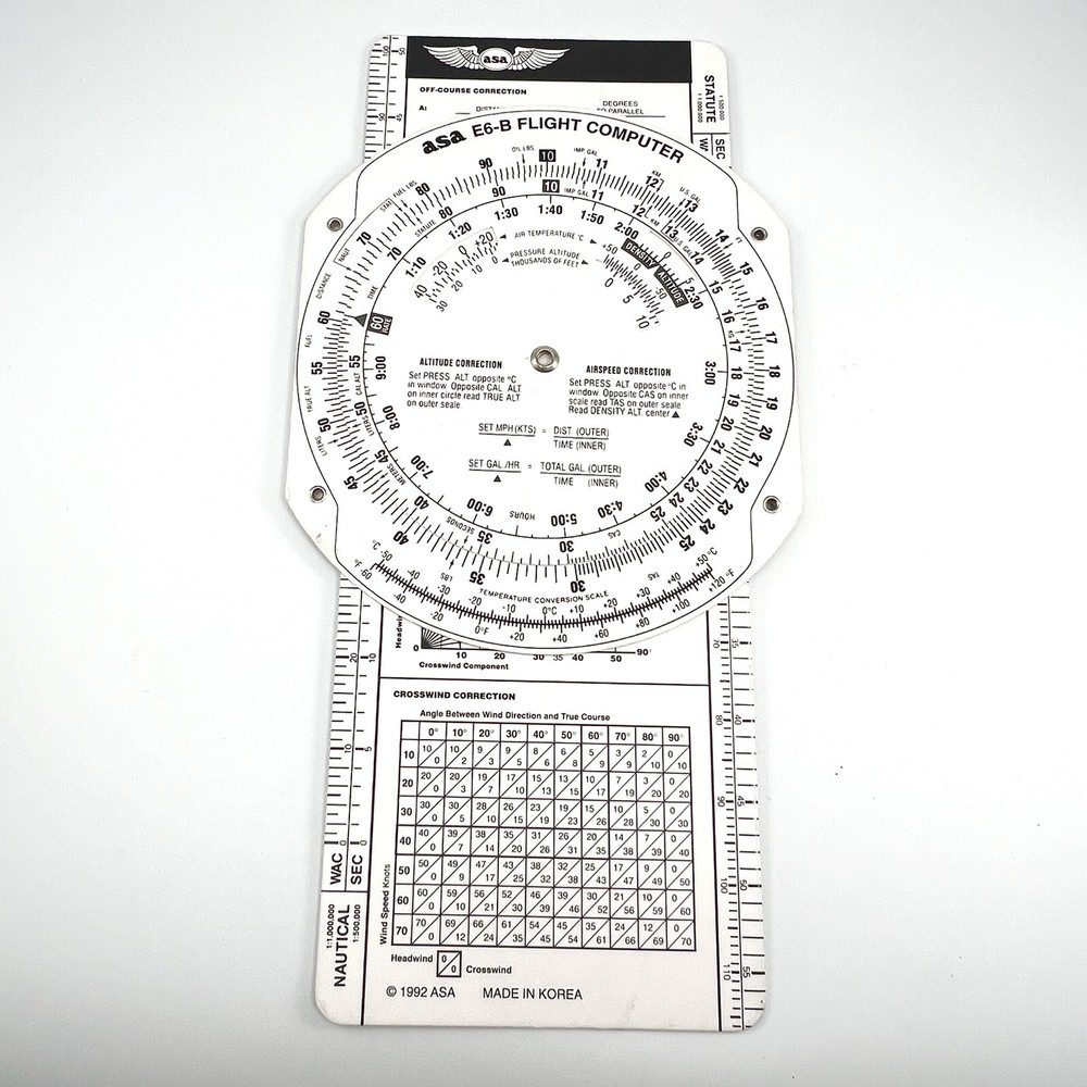 1992 - 1994 ASA Air Classics Micro E6B Flight Computer with Manual, Plastic Case