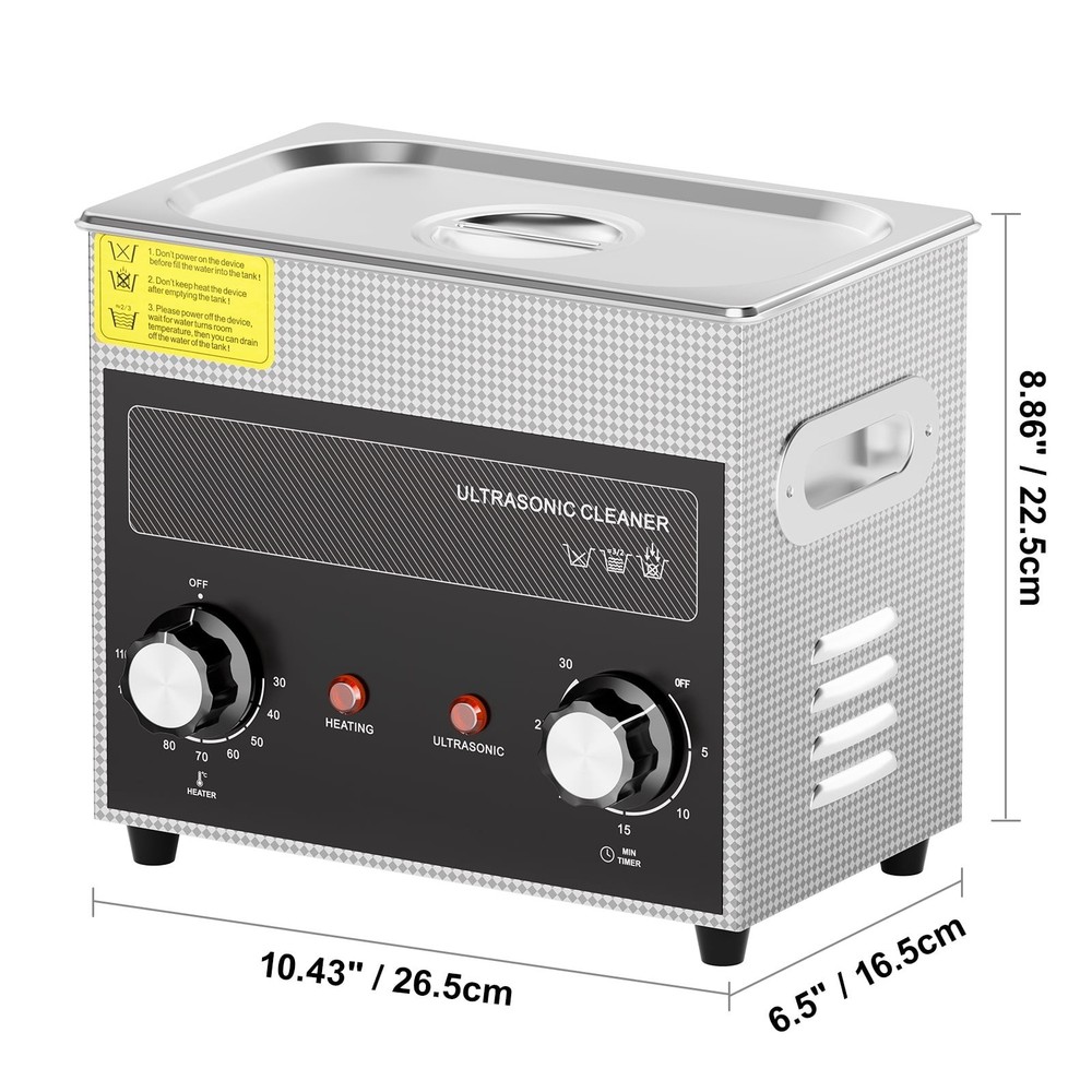 3L Digital Ultrasonic Cleaning Device with Heating Function and Timer w/Basket