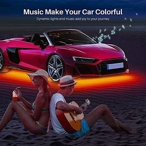 Underglow Car Lights, 4 pcs RGB-IC Smart LED Lights with APP and Multicolor