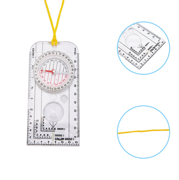 Camping Hiking Compass Zoom Map Orientation Tool Professional Map Scale Compass