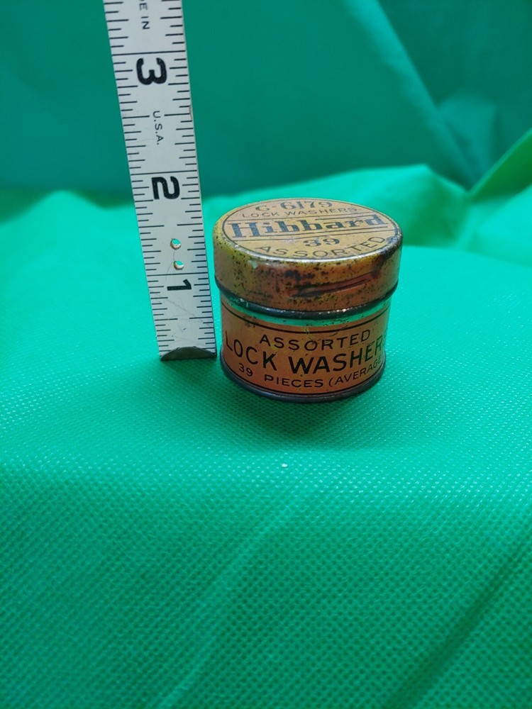 VTG Hibbard Assorted Lock Washers Tin. Can Small. Chicago. IL. Empty