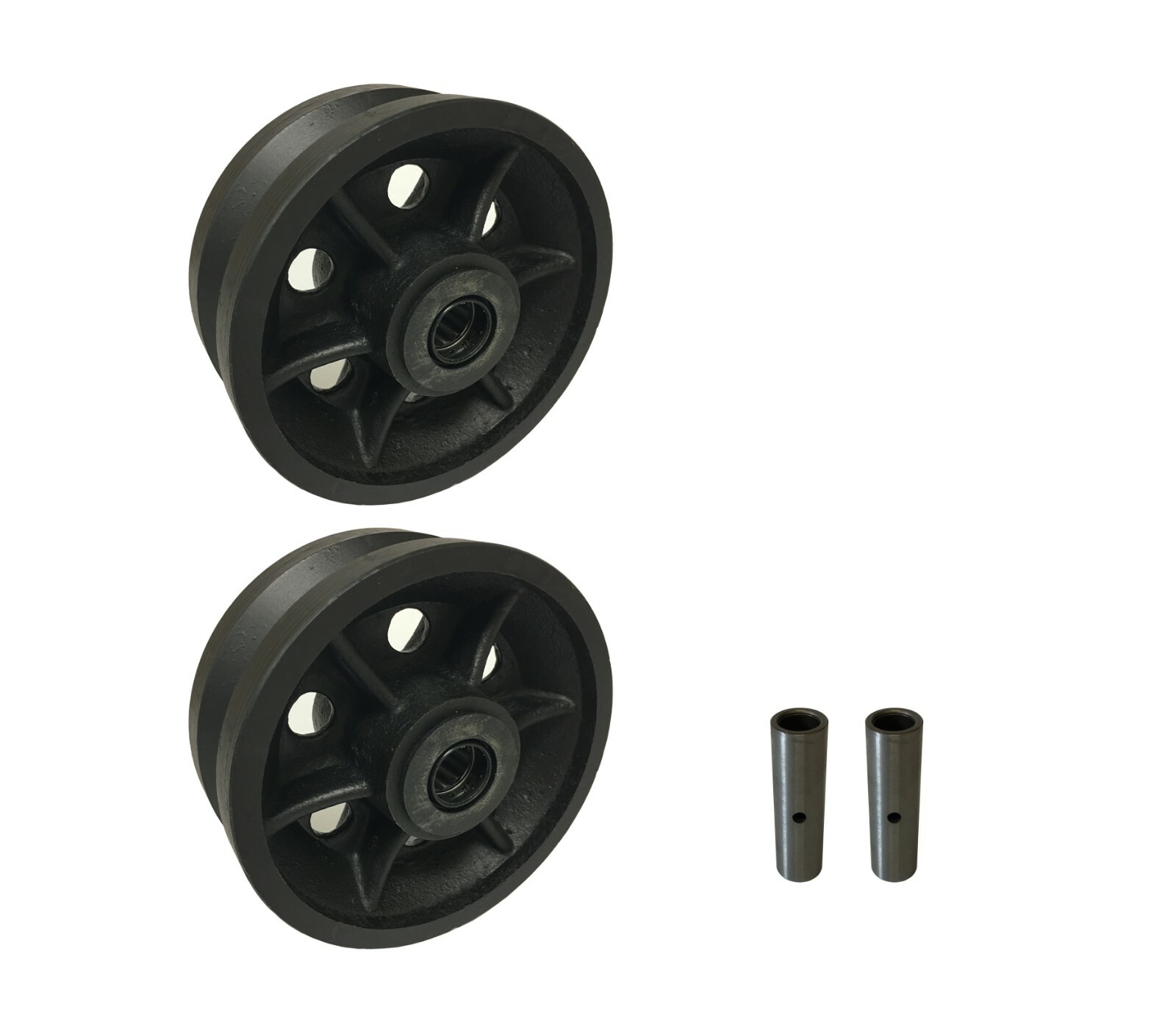 2 Caster Wheels Set 4" 5" 6" 8" V-Groove Wheel Set with Bearing & Kit