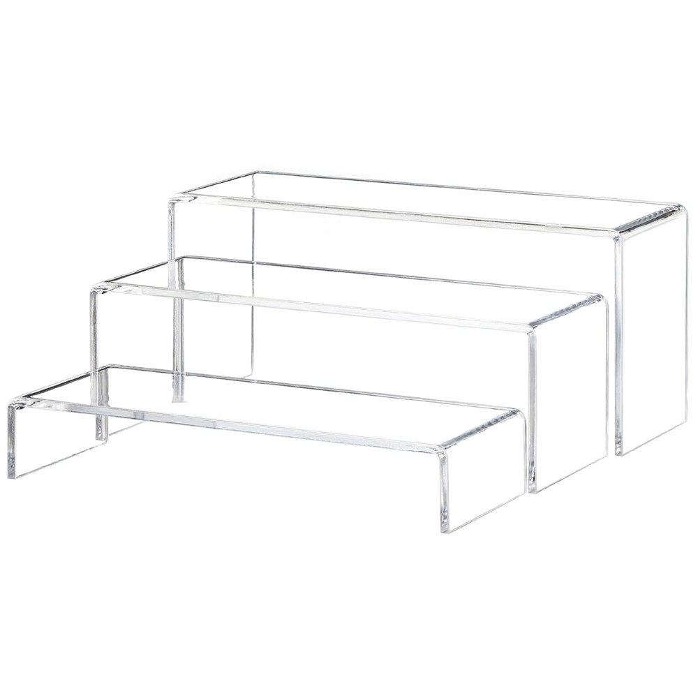 Yieach Large Clear Acrylic Risers Display Stands,3 Pcs Rectangular clear