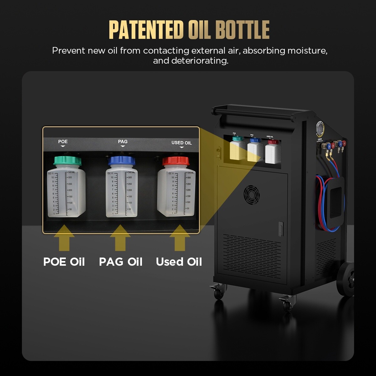 Refrigerant Recovery Machine Fully Automatic A/C HVAC Recycling Dual Cylinder