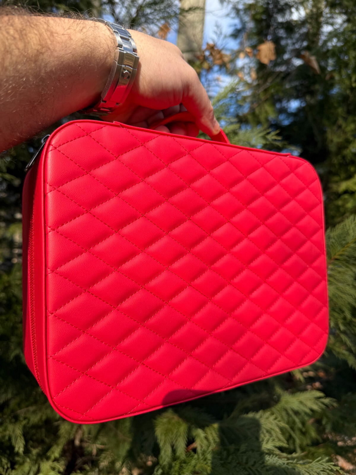 Harlembling Leather Travel Jewelry Box Case - Red