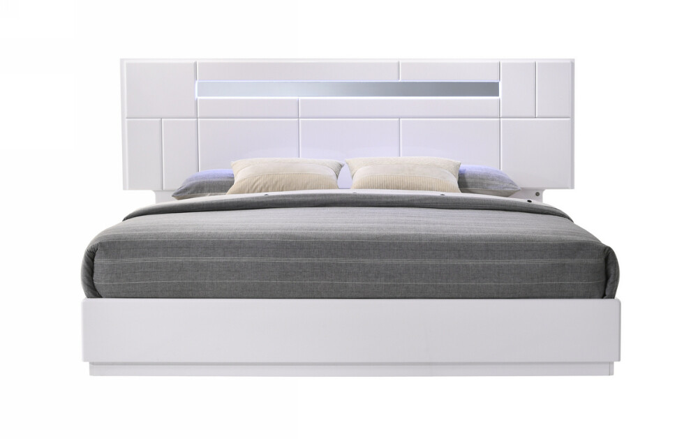 Palermo 5PC Bedroom Set White Lacquer & Chrome