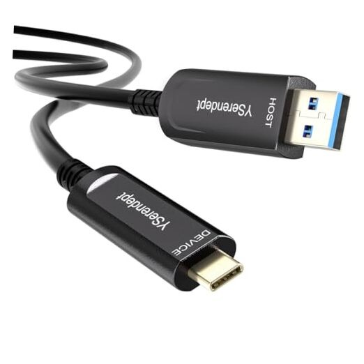 Fiber Optic USB C Cable,USB 3.2 Gen2 10Gbps Active 50ft Black USB A to C