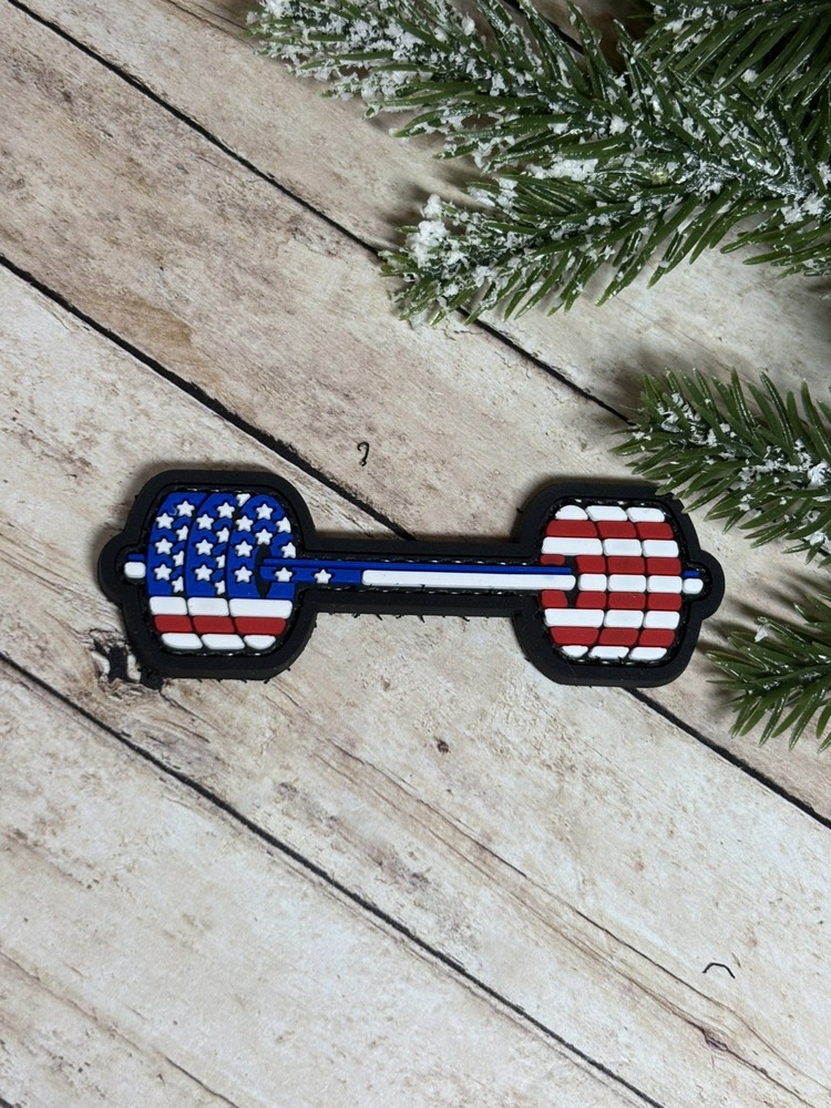 PVC Tactical Patch - Morale American Flag Barbell Patch - Weightlifting Patch